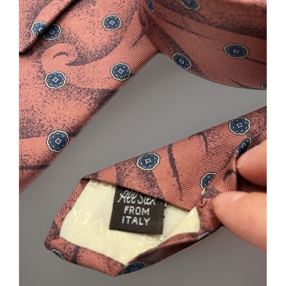 VTG Givenchy Monsieur Made In Italy Paisley Abstract Floral Silk Tie 60in Long - Picture 6 of 7
